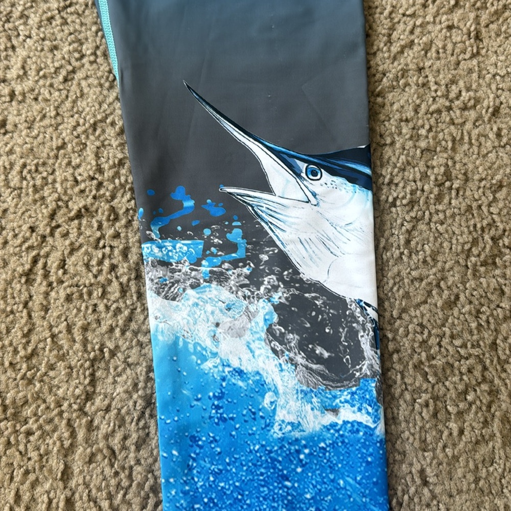 NEW!! Wave Life Blue Marlin Active Leggings - Picture 5 of 13
